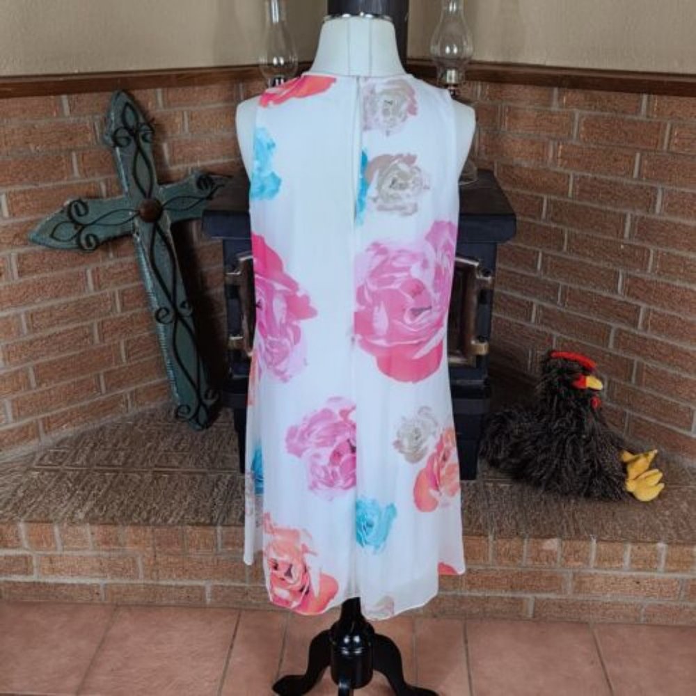 Calvin Klein White Floral Shift Dress Size 8 - Picture 3 of 5
